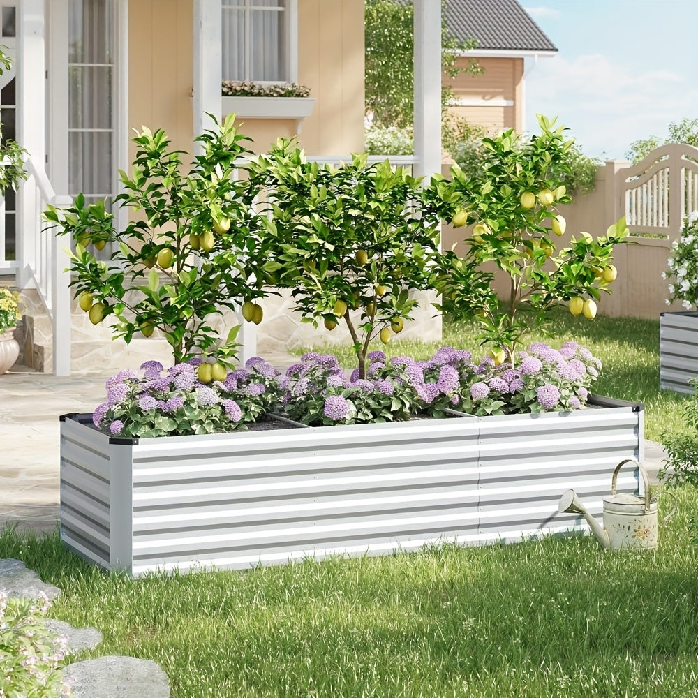 Jardinière rectangulaire haute métal galvanisé 56 cm argentée