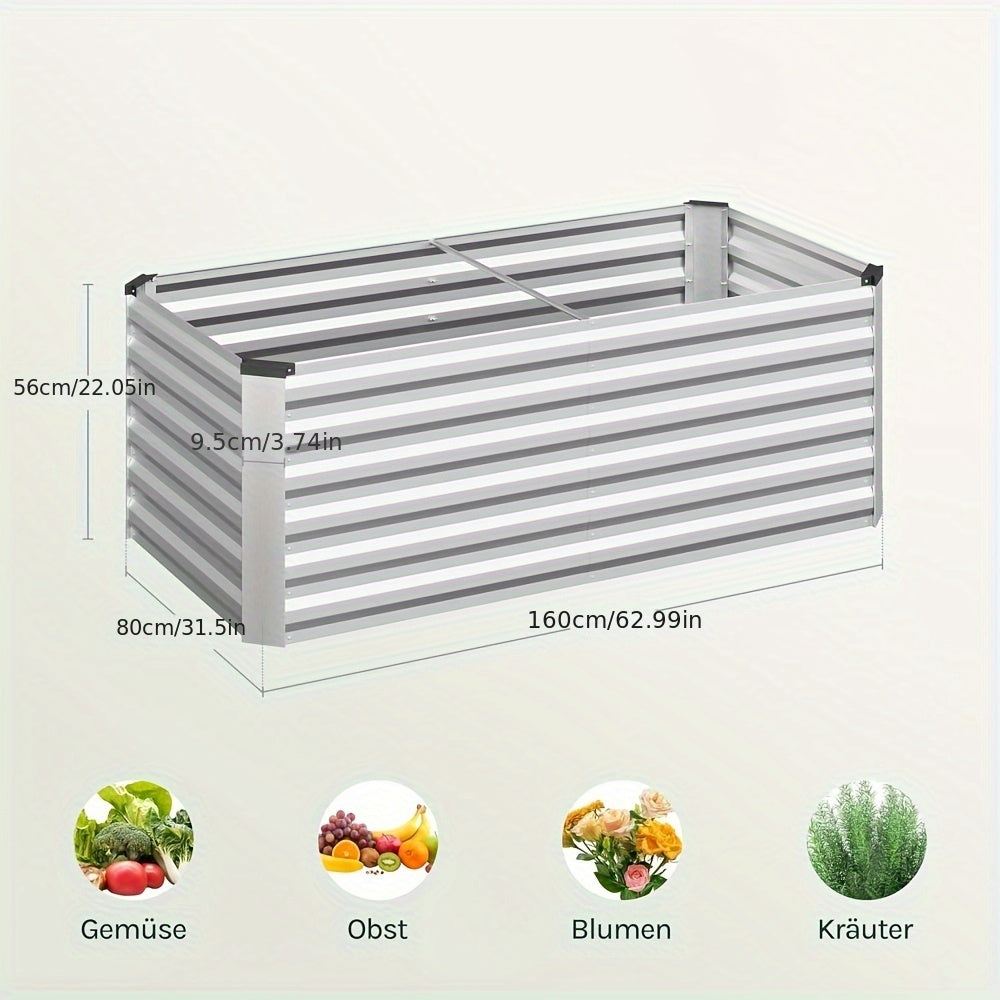 Jardinière rectangulaire haute métal galvanisé 56 cm argentée