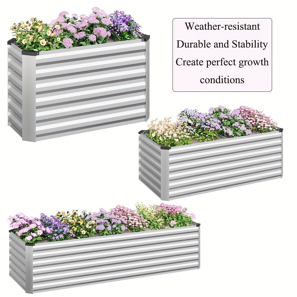 Jardinière rectangulaire haute métal galvanisé 56 cm argentée
