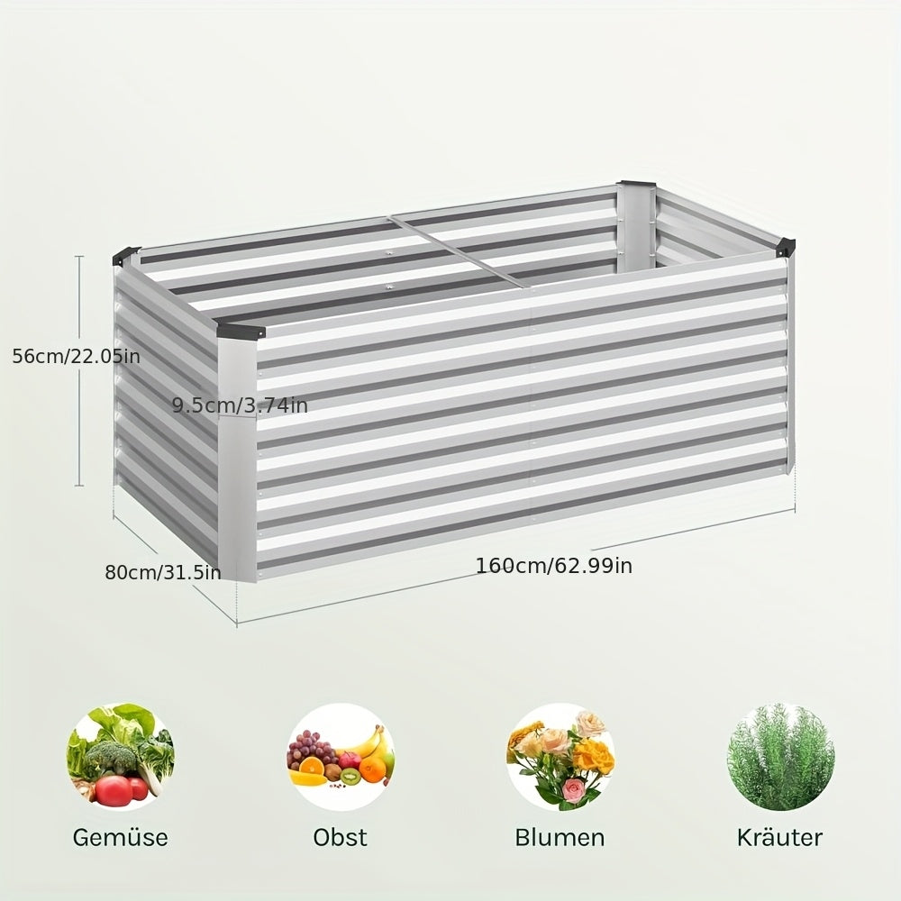 Jardinière rectangulaire haute métal galvanisé 56 cm argentée