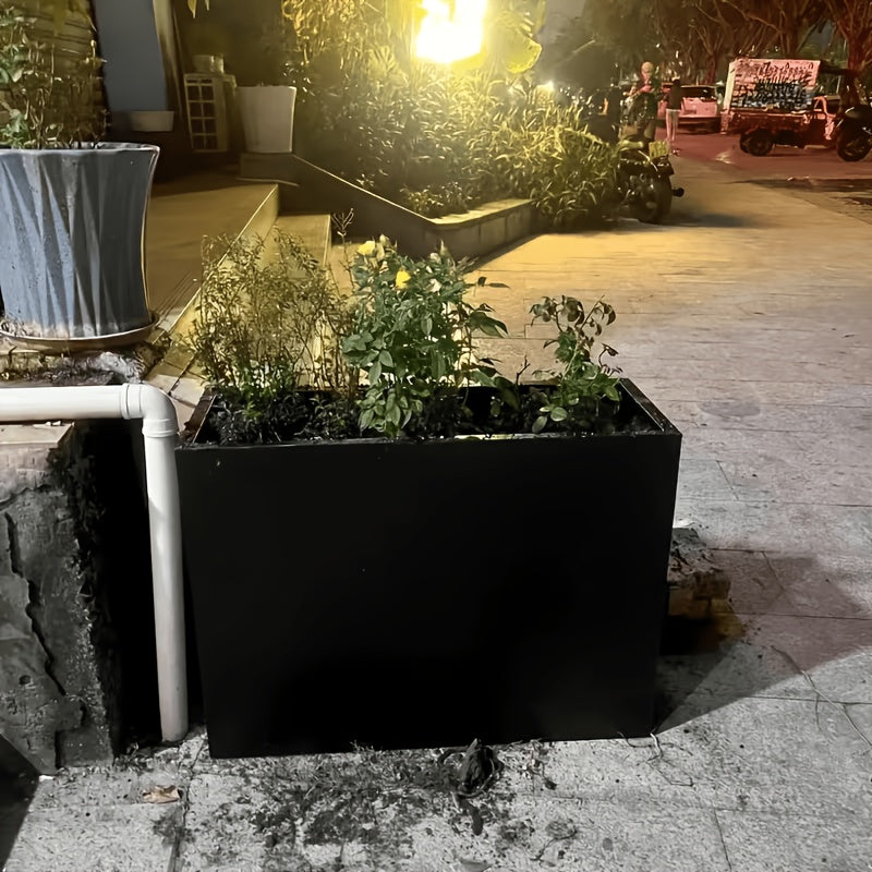 Jardinière haute noire métal laqué 50x25x40 cm d'extérieur