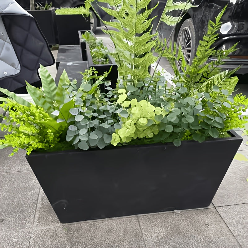 Jardinière haute noire métal laqué 50x25x40 cm d'extérieur