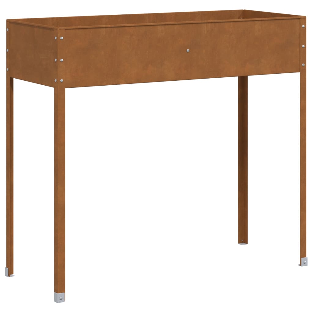 Jardinière haute sur pied en acier patiné rouille 101 cm