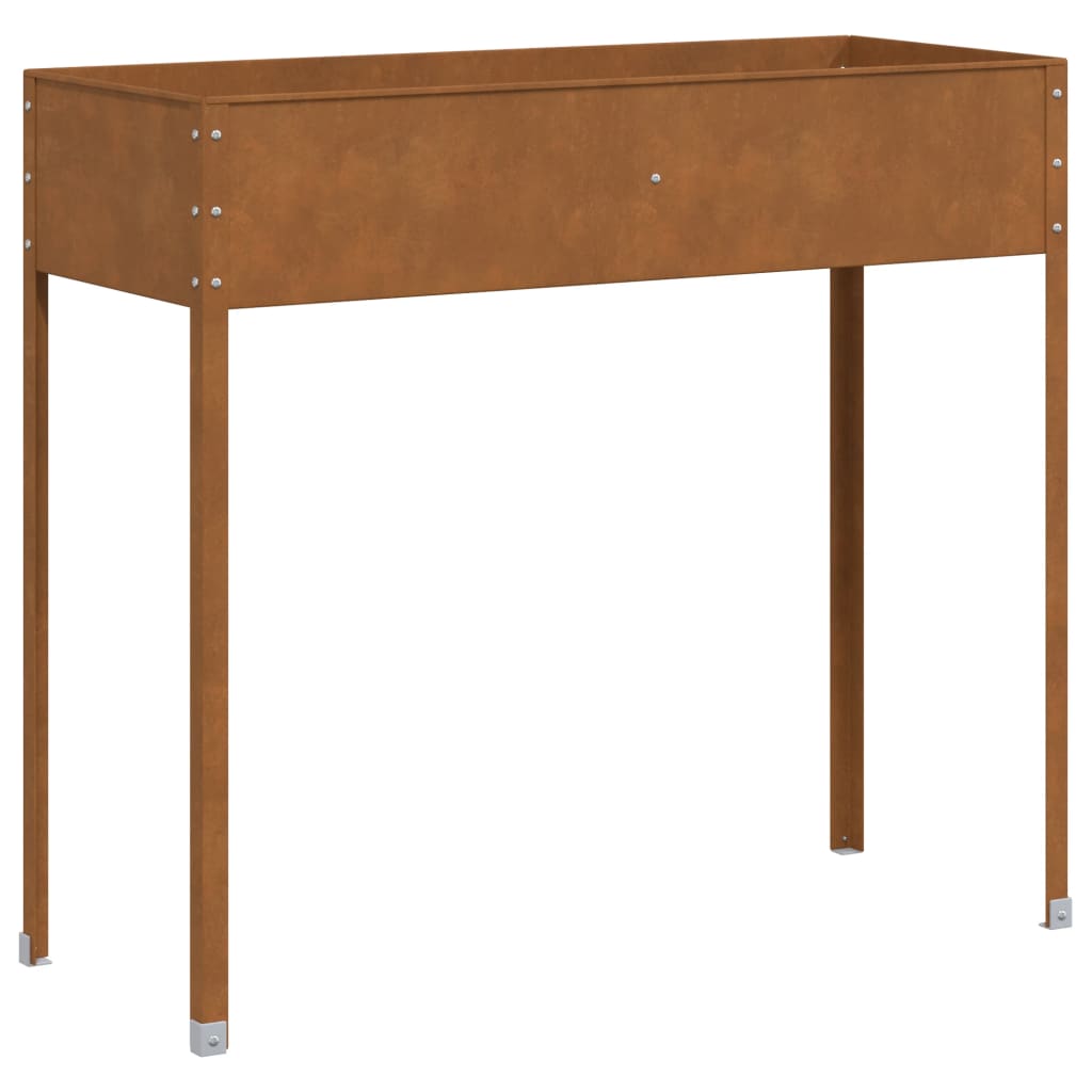 Jardinière haute sur pied en acier patiné rouille 101 cm