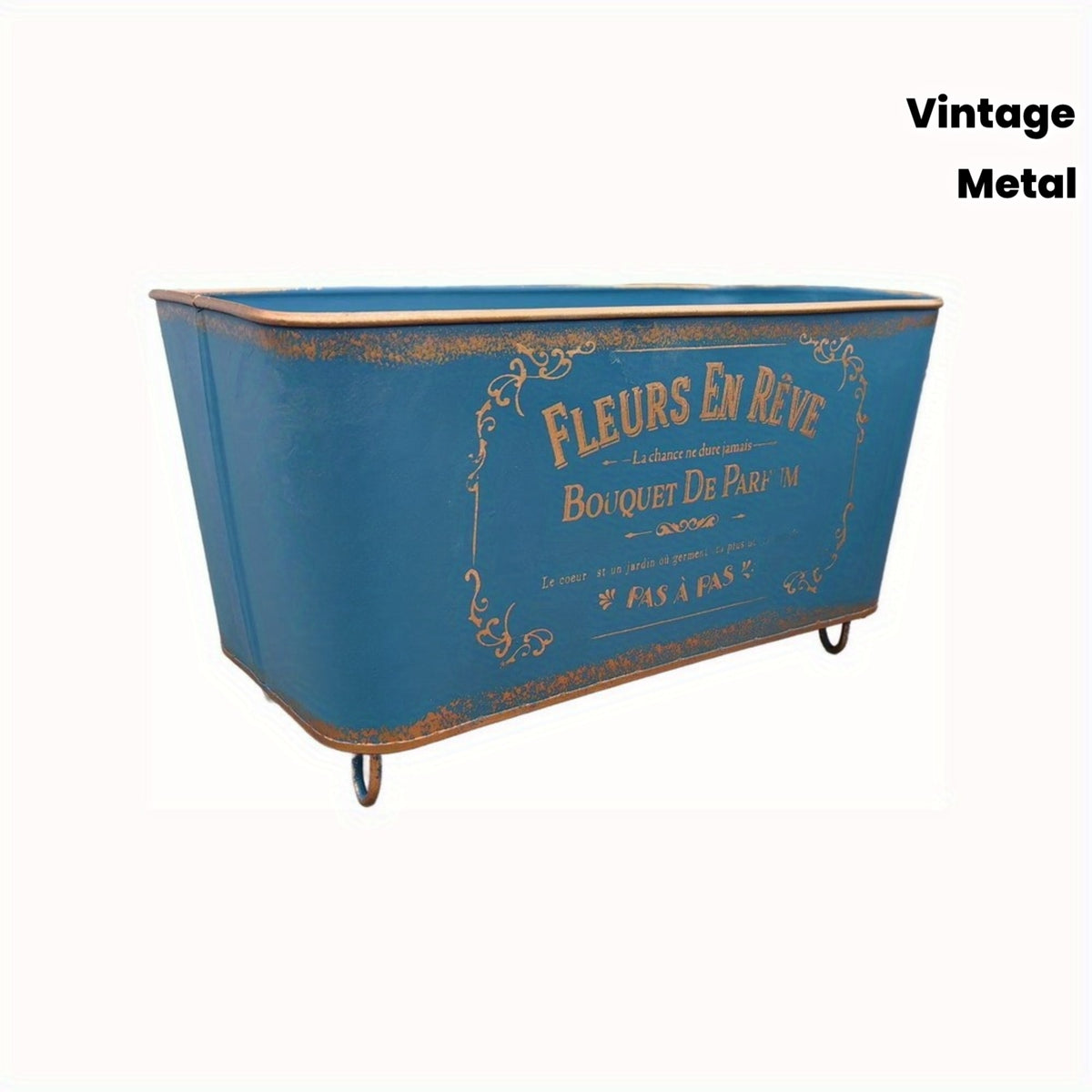 Jardinière métal vintage 27 cm à trou de drainage, 4 coloris