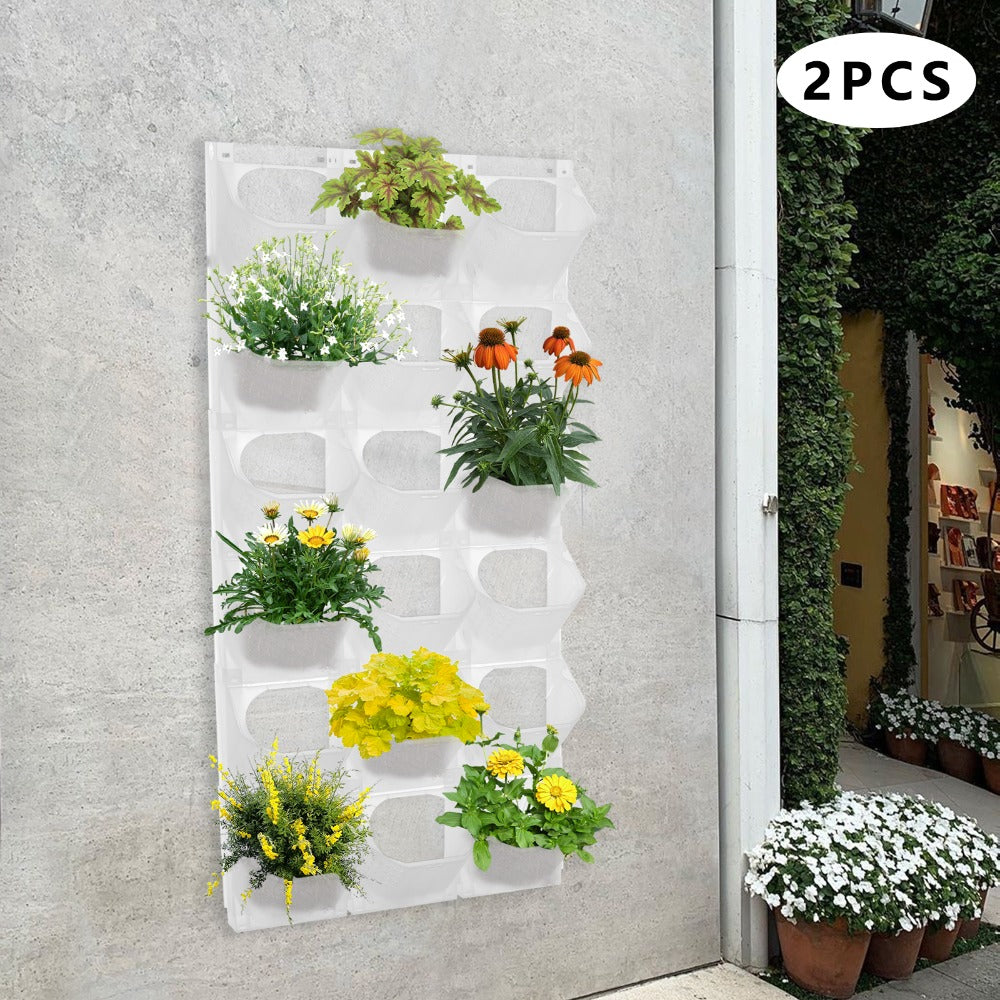 Jardinière murale blanche modulable, 36 pots pour mur végétal