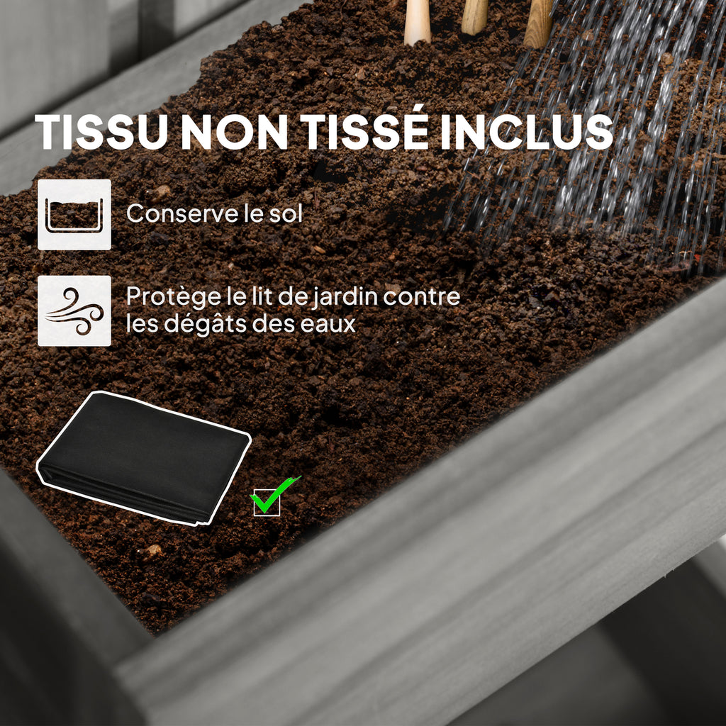 Jardinière murale potager 3 bacs en bois massif gris 60x80 cm