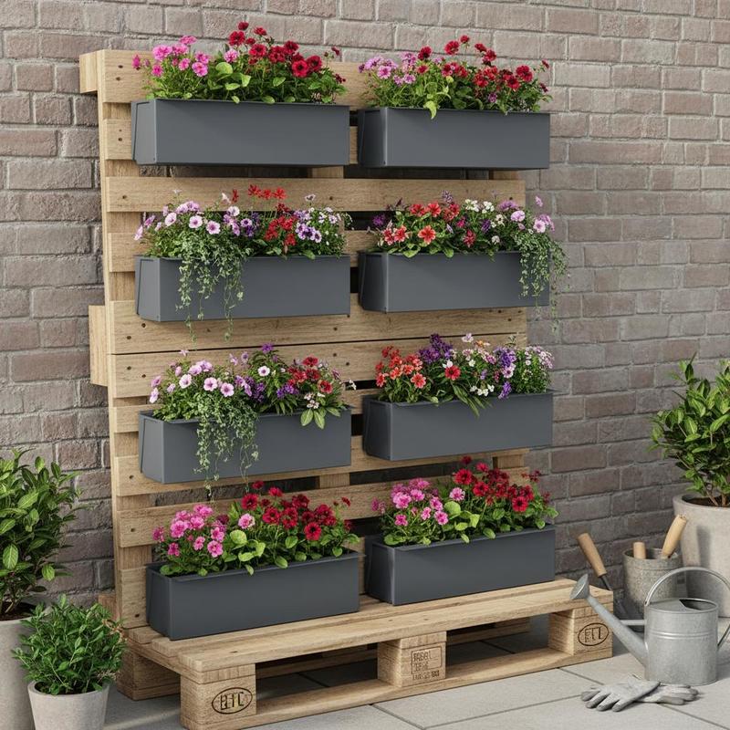 Jardinière murale rectangulaire 36x14x10 cm gris anthracite