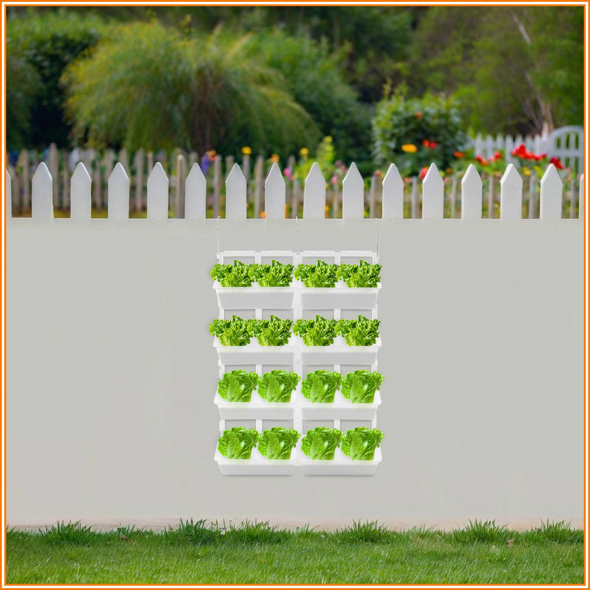 Jardinière murale suspendue 8 bacs blancs pour potager vertical