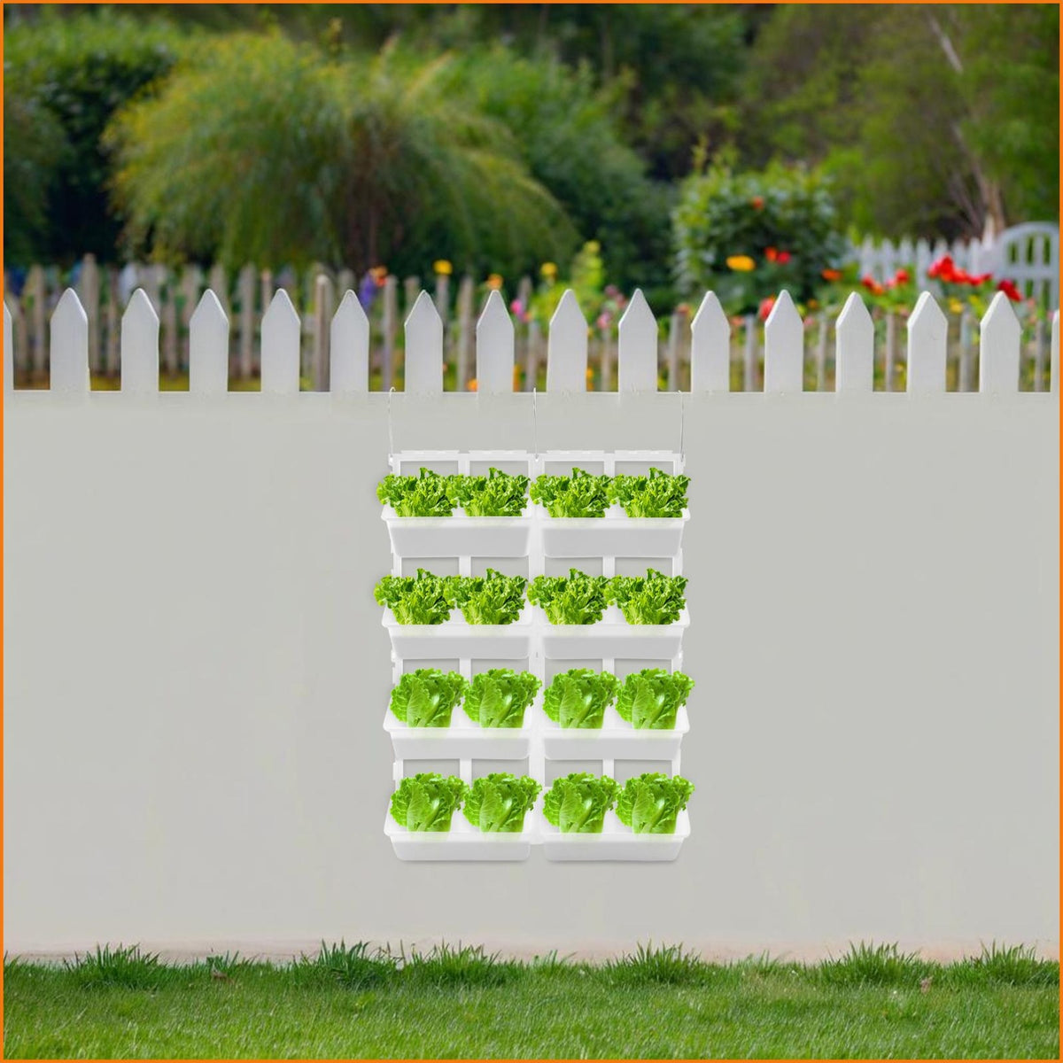 Jardinière murale suspendue 8 bacs blancs pour potager vertical