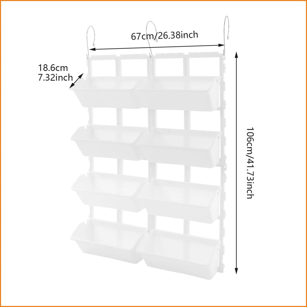 Jardinière murale suspendue 8 bacs blancs pour potager vertical
