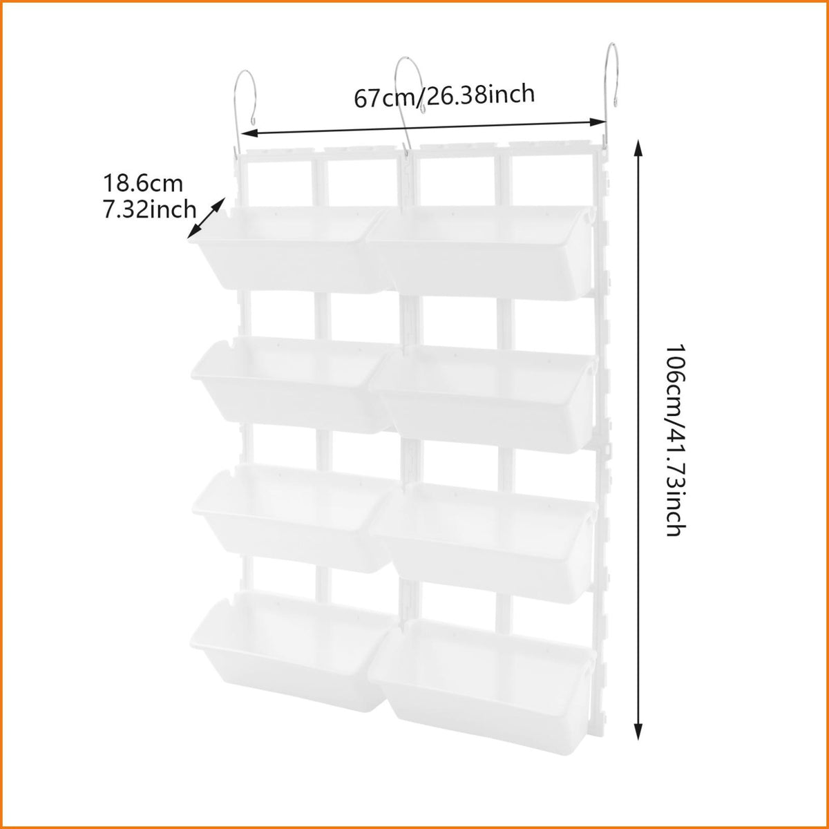 Jardinière murale suspendue 8 bacs blancs pour potager vertical