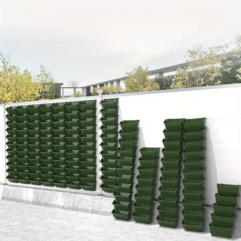 Jardinière murale verte, lot de 9 bacs empilables 33 cm