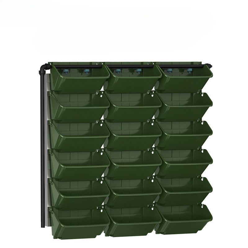 Jardinière murale verte, lot de 9 bacs empilables 33 cm