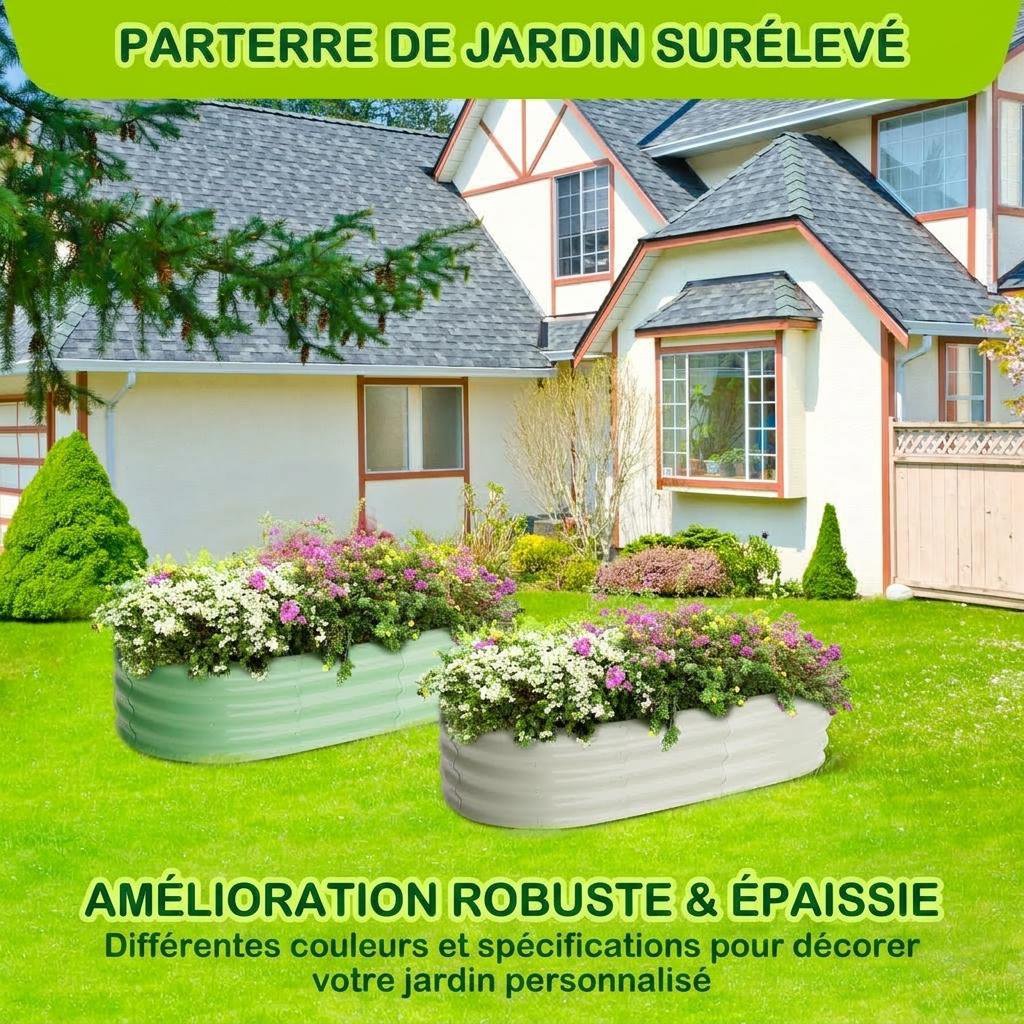 Jardinière ovale acier galvanisé 137x61x30 cm — Lot de 2
