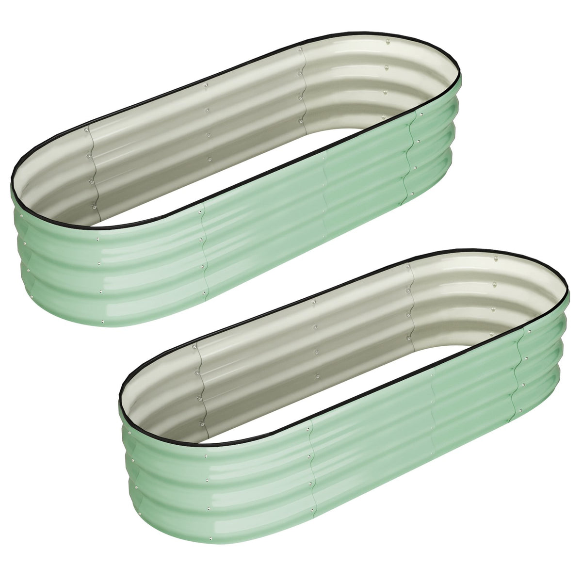 Jardinière ovale acier galvanisé 137x61x30 cm — Lot de 2