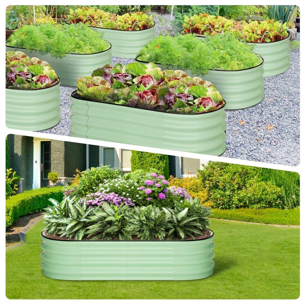 Jardinière ovale acier galvanisé 137x61x30 cm — Lot de 2
