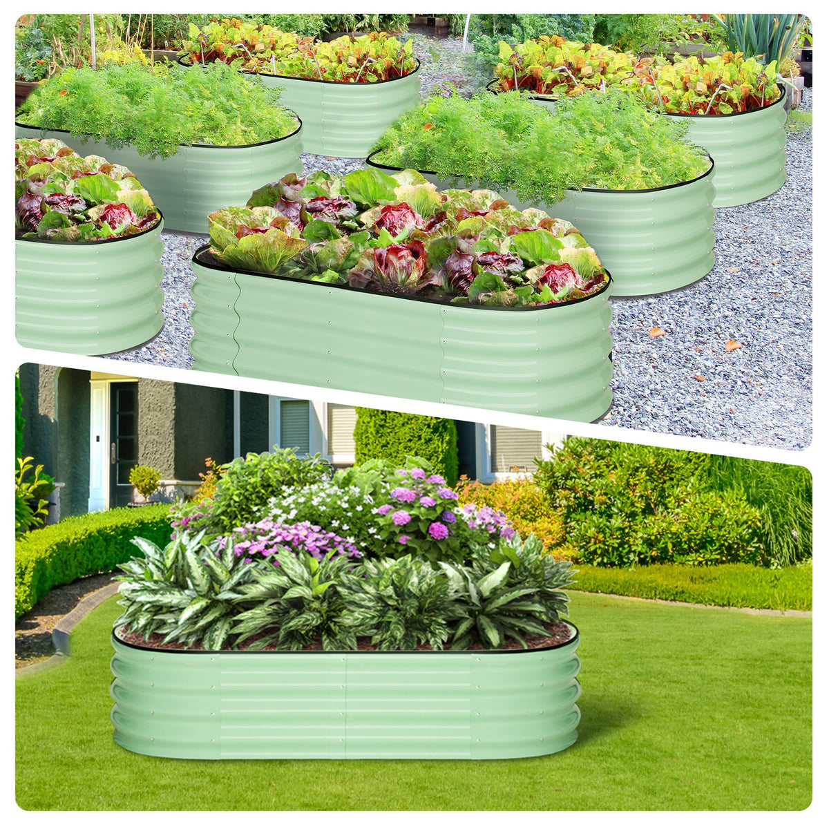 Jardinière ovale acier galvanisé 137x61x30 cm — Lot de 2
