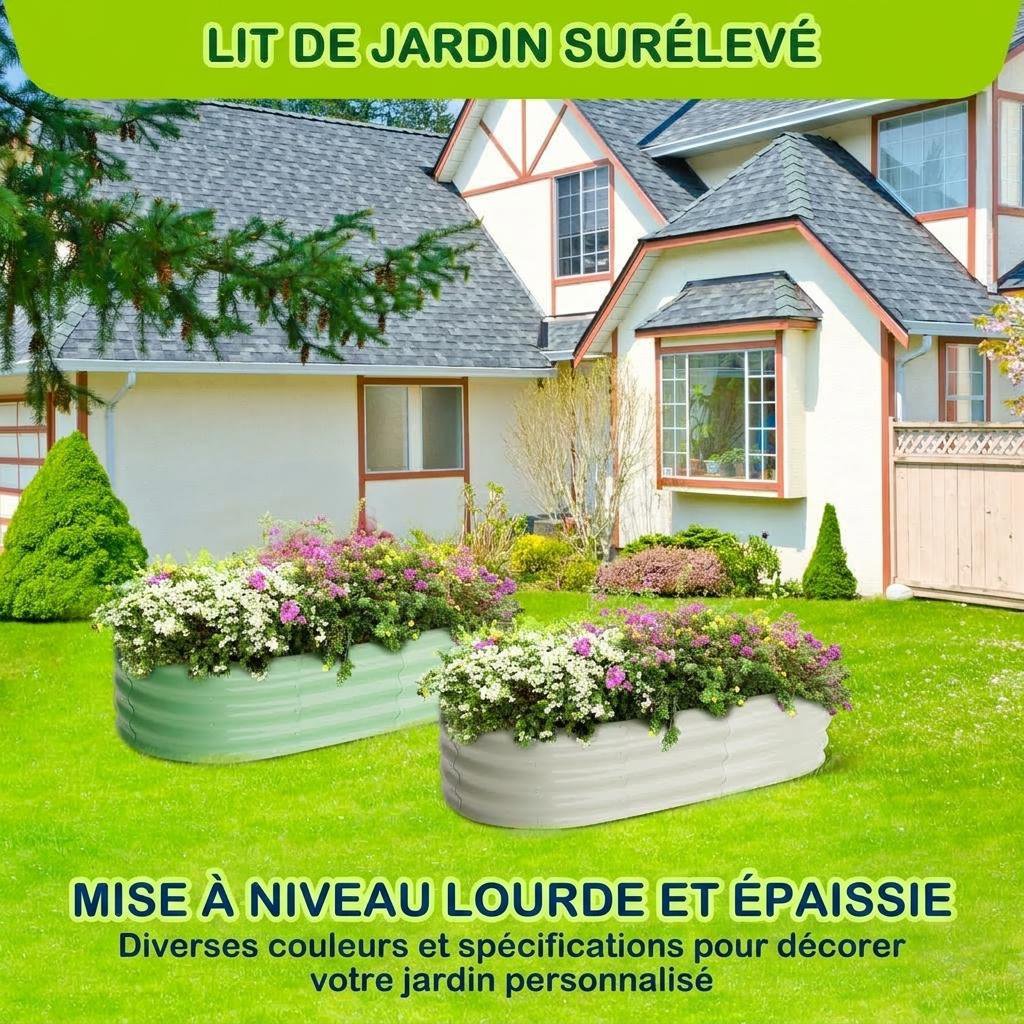 Jardinière ovale acier galvanisé 137x61x30 cm — Lot de 2