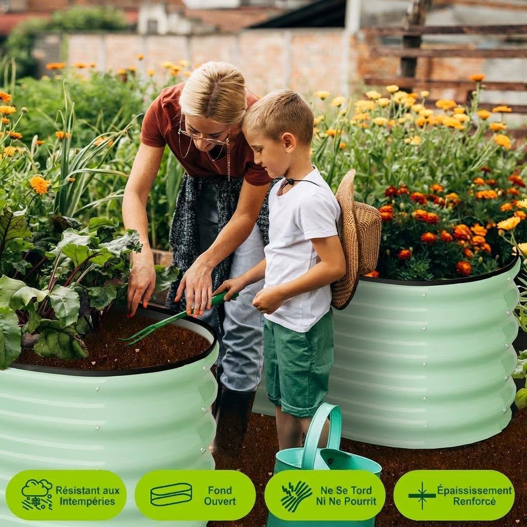 Jardinière ovale acier galvanisé 137x61x30 cm — Lot de 2