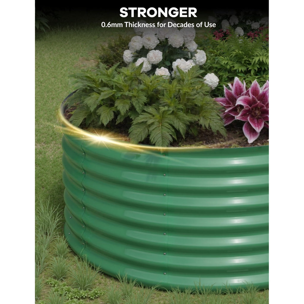 Jardinière ovale surélevée en acier galvanisé vert, 240 cm