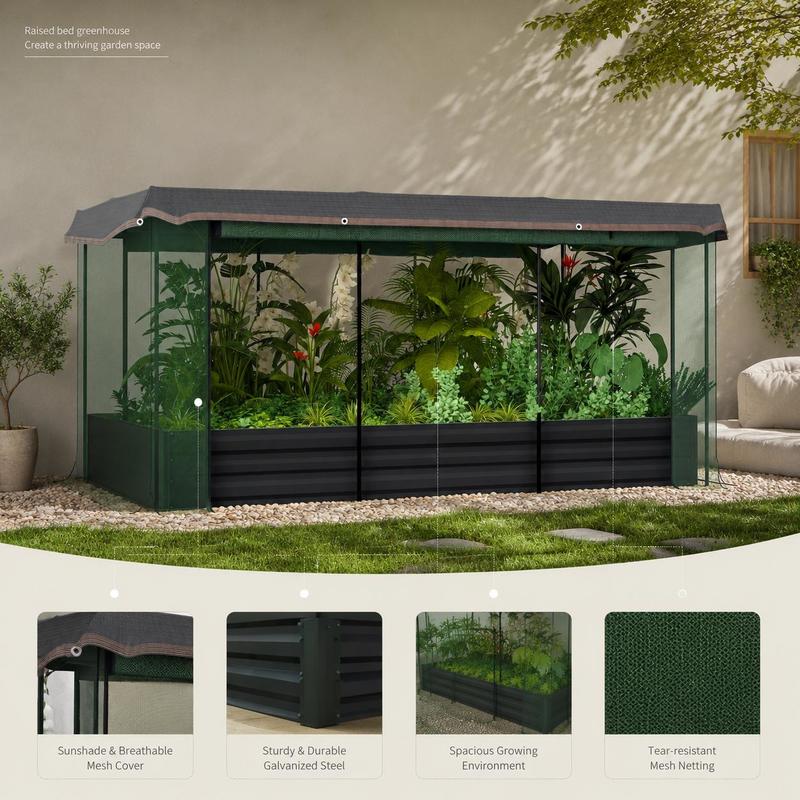 Jardinière potager 230 cm avec filet anti-oiseaux et toit