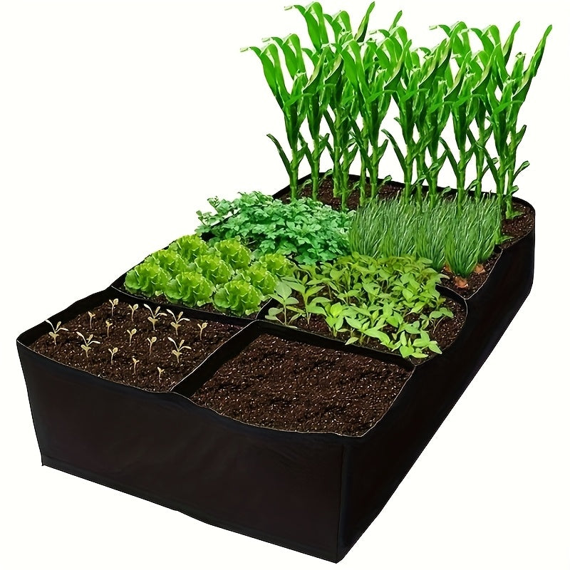 Jardinière potager 8 cases en feutre noir - 102x62x30 cm