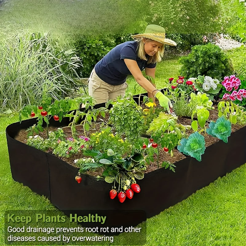 Jardinière potager 8 cases en feutre noir - 102x62x30 cm