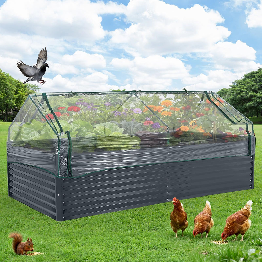 Jardinière potager surélevée en acier galvanisé 180x90 cm