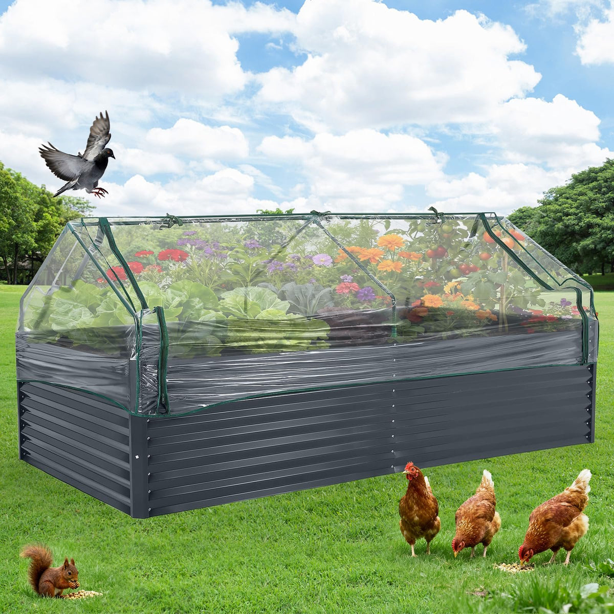 Jardinière potager surélevée en acier galvanisé 180x90 cm