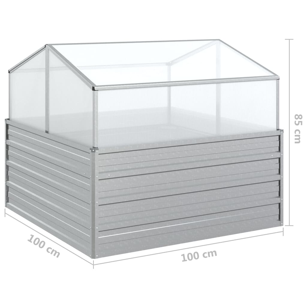 Jardinière potager carrée en acier galvanisé avec serre 100 cm