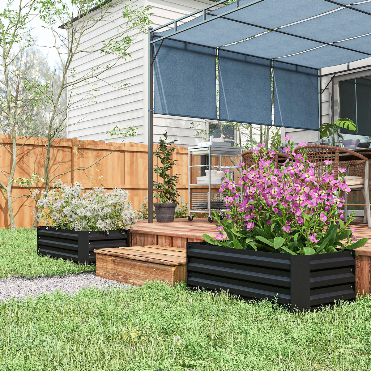 Jardinière potager en acier ondulé 100x50x30 cm - Lot de 2