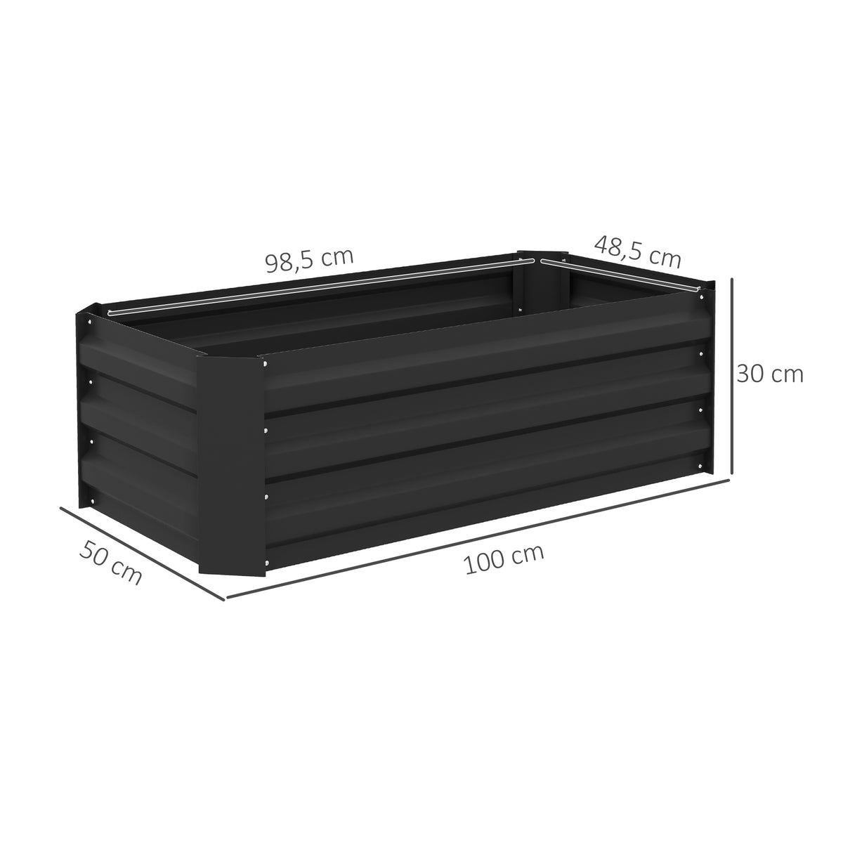 Jardinière potager en acier ondulé 100x50x30 cm - Lot de 2