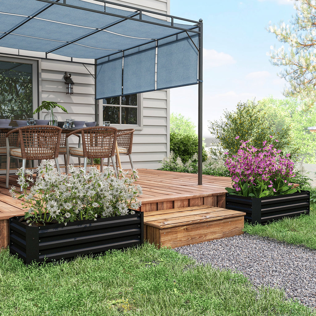 Jardinière potager en acier ondulé 100x50x30 cm - Lot de 2
