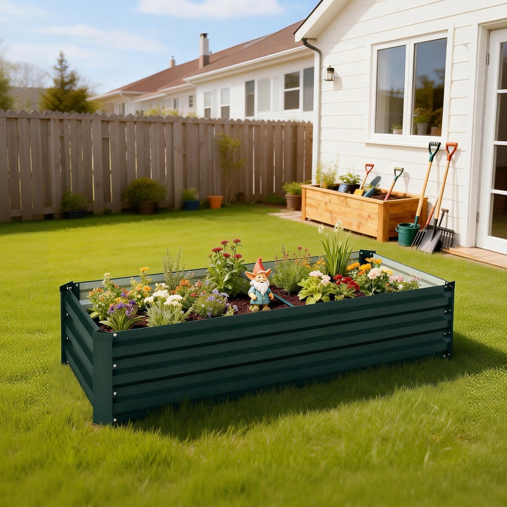 Jardinière potager en acier vert 150x70 cm à fond ouvert