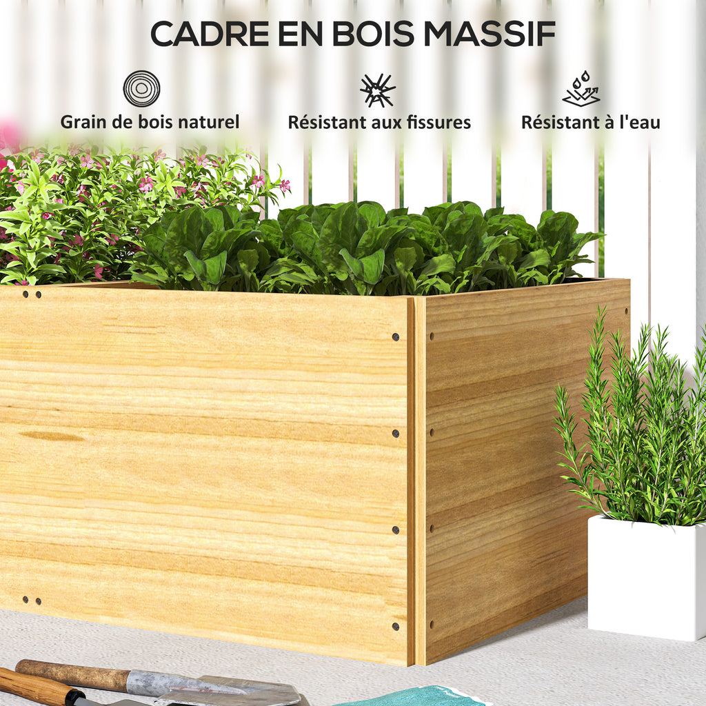 Jardinière potager en bois 140x60x40 cm à 3 compartiments