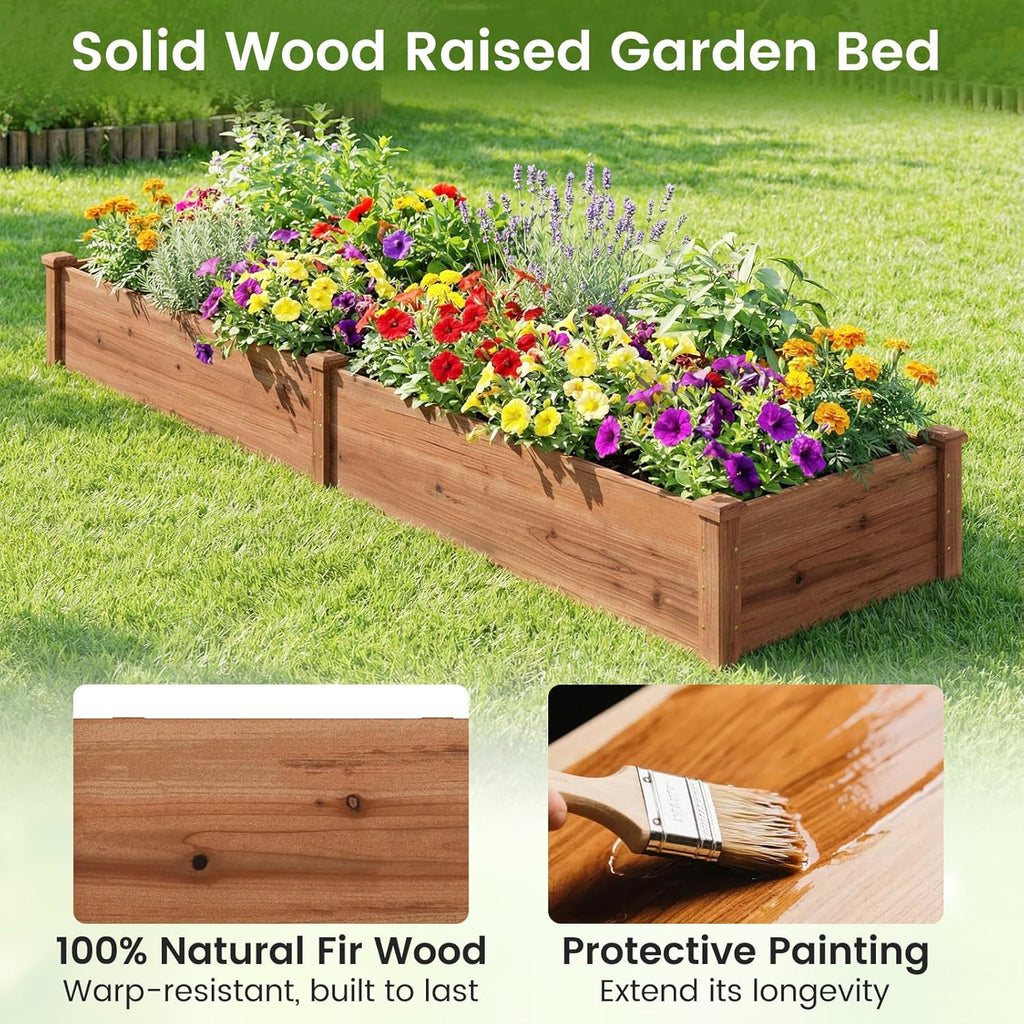 Jardinière potager en bois massif 240x60x25 cm pour légumes