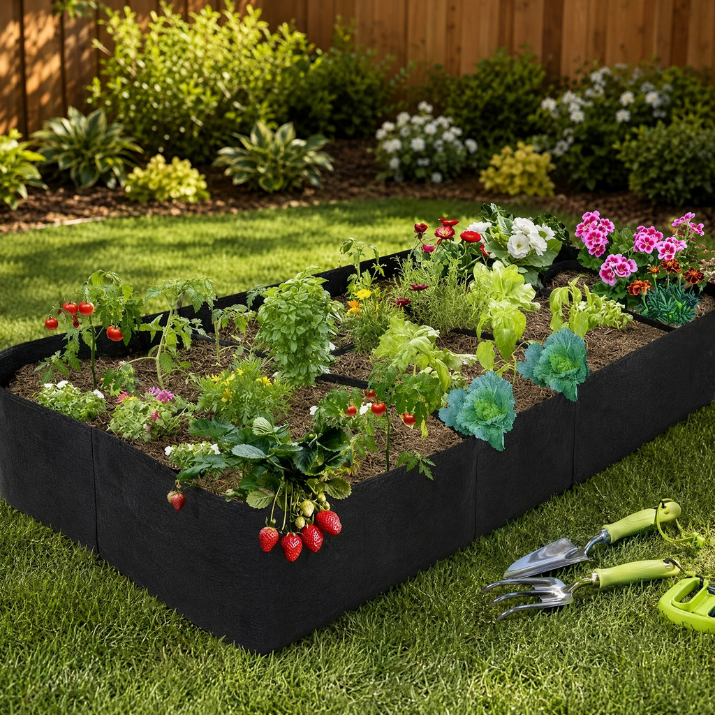 Jardinière potager géotextile 120x60 cm à 8 compartiments