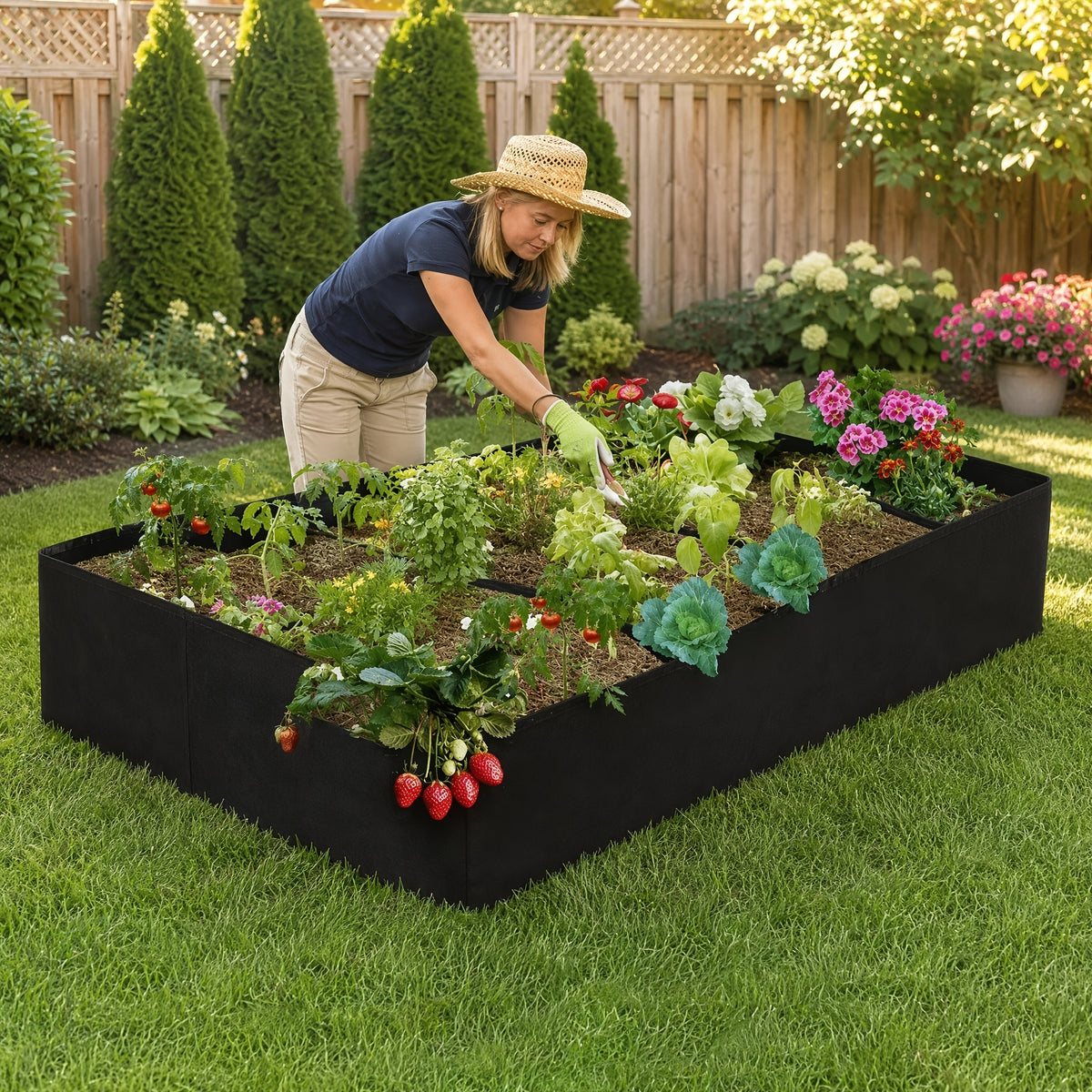 Jardinière potager géotextile 120x60 cm à 8 compartiments
