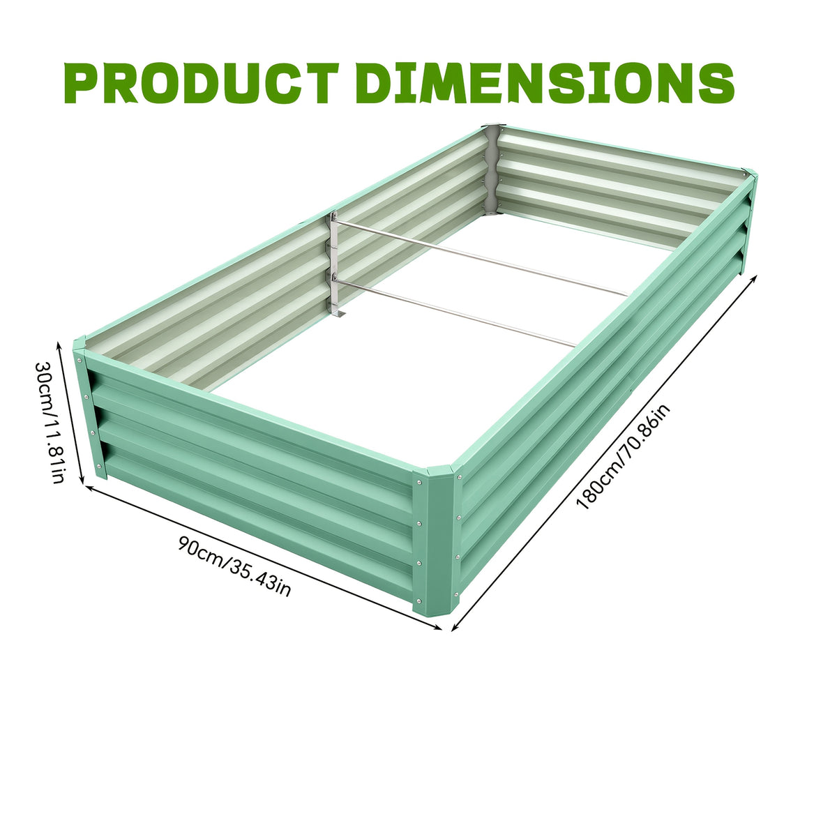 Jardinière potager métal 180x90x30 cm — Bac surélevé extérieur