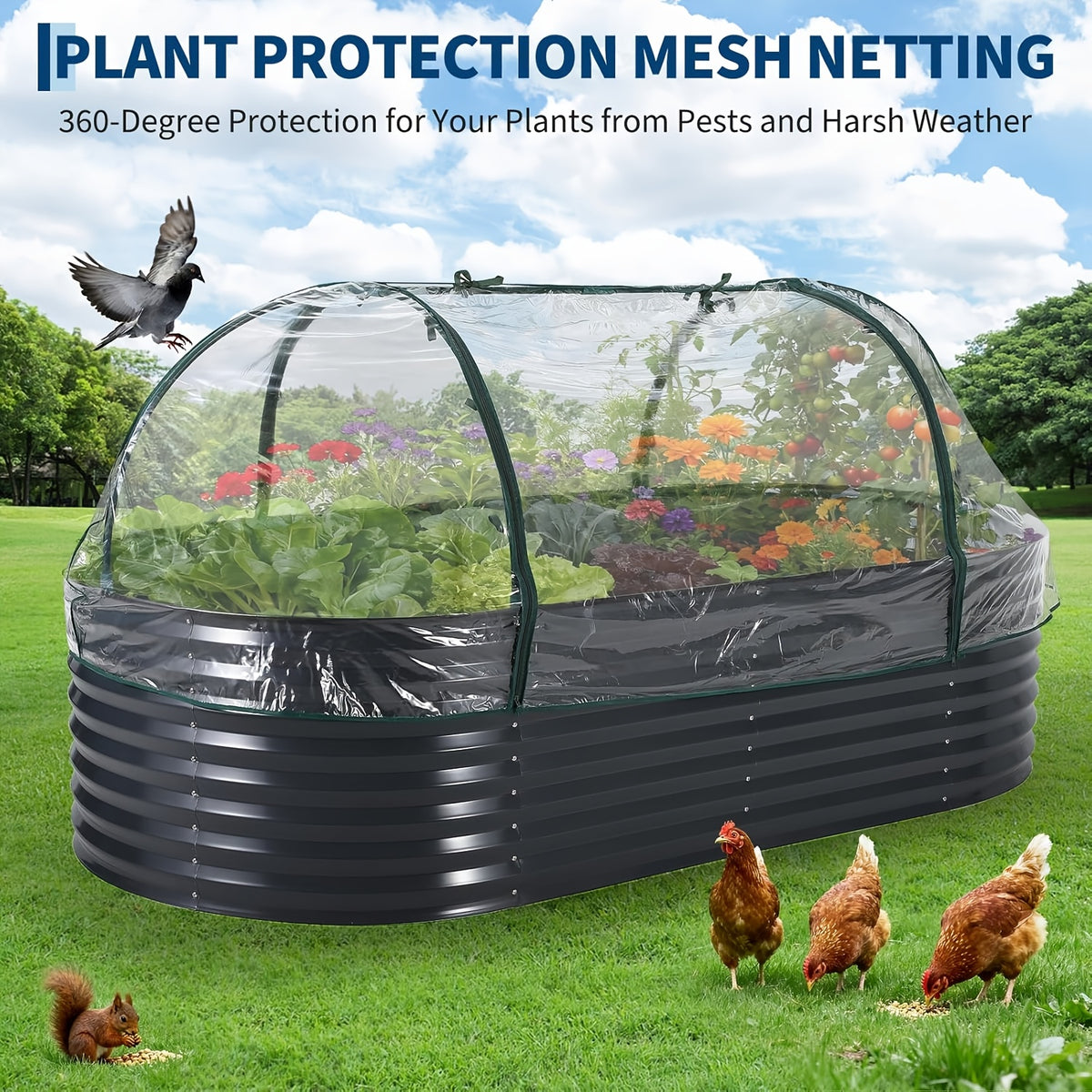 Jardinière potager en métal 240 cm avec housse de protection