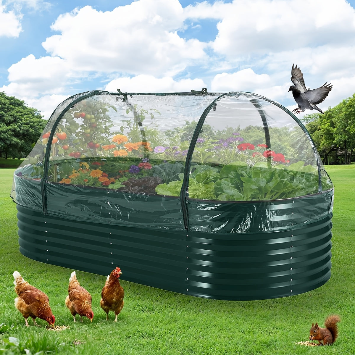 Jardinière potager en métal 240 cm avec housse de protection