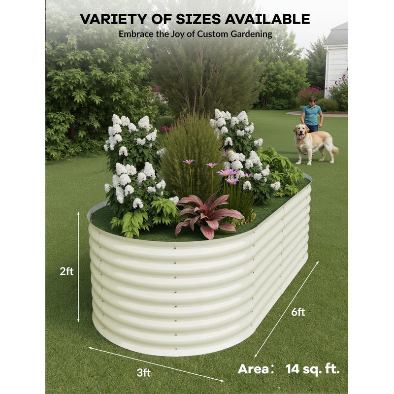 Jardinière potager en métal galvanisé beige 180x90x60 cm