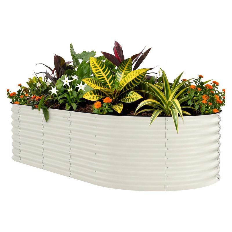Jardinière potager en métal galvanisé beige 300x120x45 cm