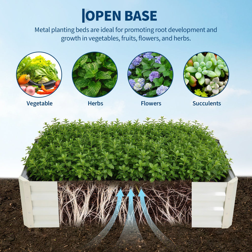 Jardinière potager 120 cm en métal beige avec serre amovible