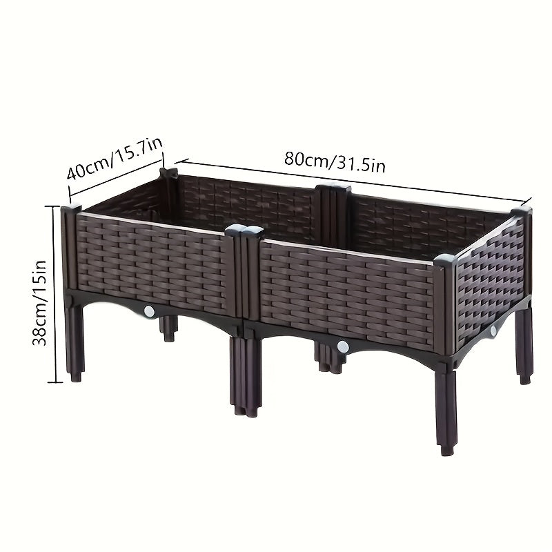 Jardinière potager modulaire effet rotin 80x40 cm sur pieds
