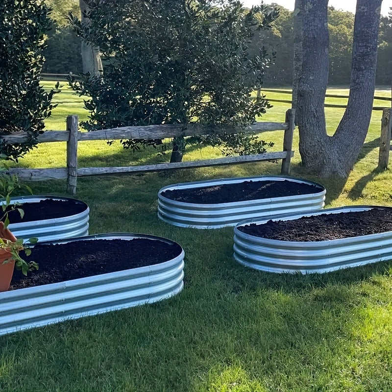 Jardinière potager ovale en acier galvanisé 122x61x30 cm