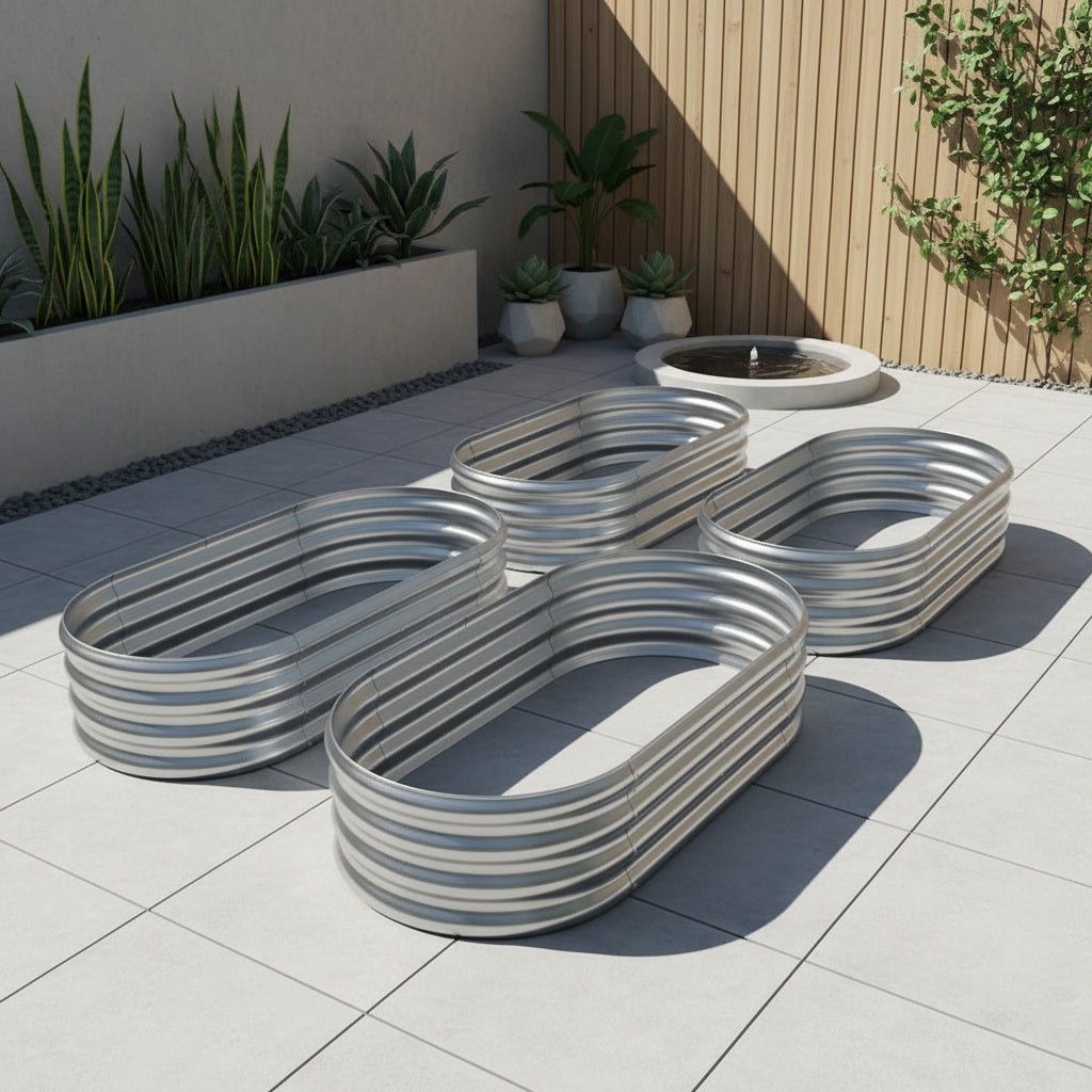 Jardinière potager ovale en acier galvanisé 122x61x30 cm