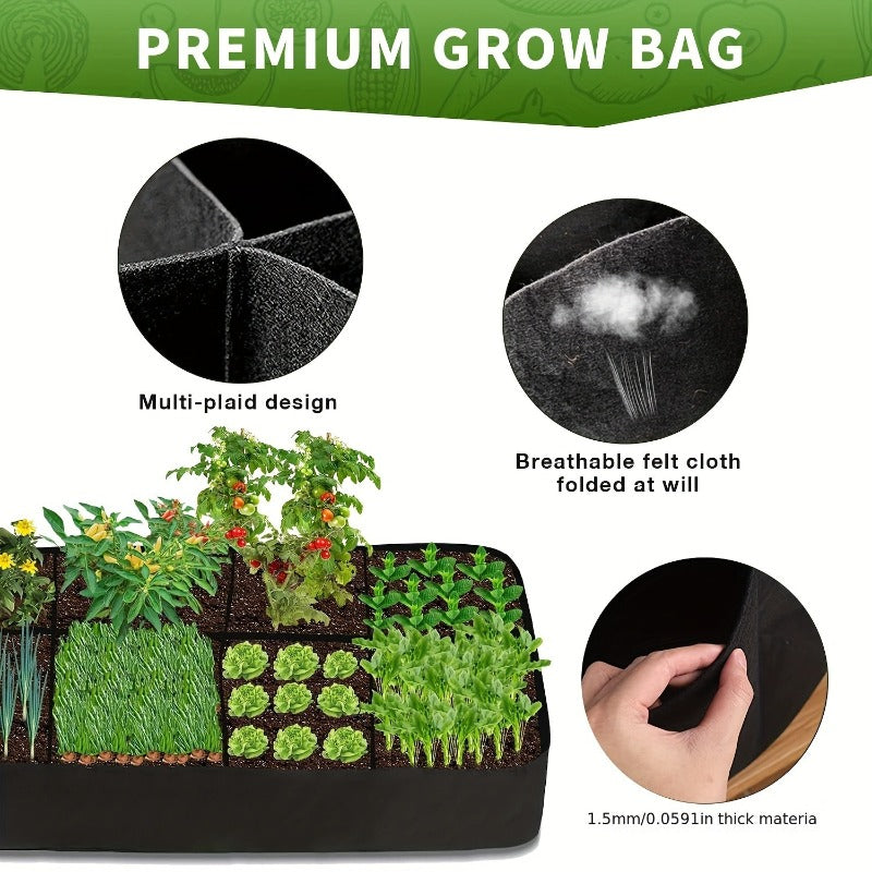 Jardinière potager souple 8 compartiments 80x40x25 cm noire