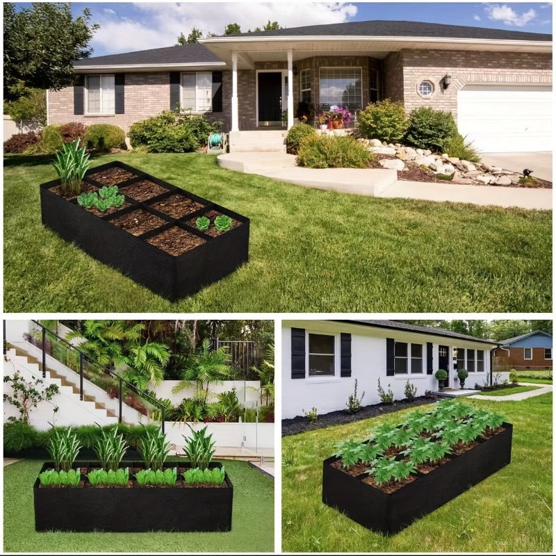 Jardinière potager souple 8 compartiments 80x40x25 cm noire